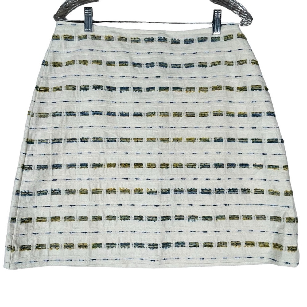 NWT Loft Cotton Blend Boucle Tweed Accents Shift Mini A-Line Pencil Skirt Sz 12
